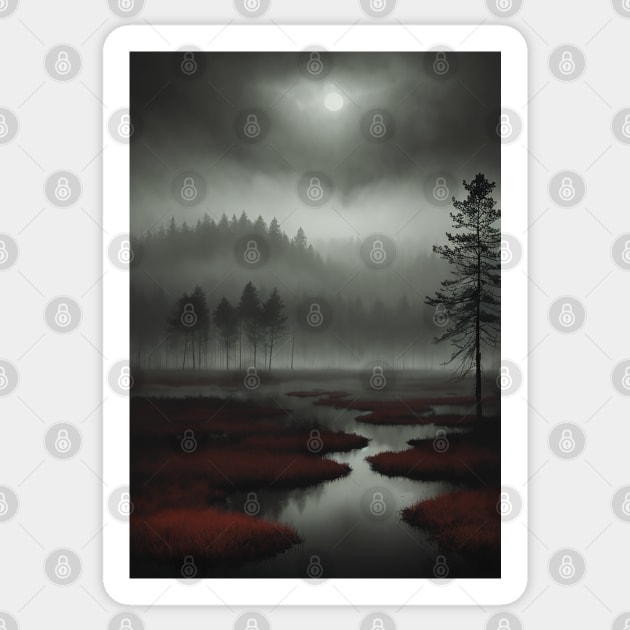 Foggy Bog in Barovia - Berez Sticker by CursedContent